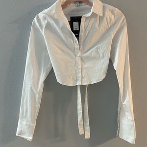 White button up crop